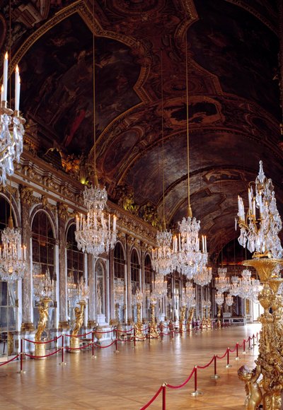 View of the Galerie des Glaces in Versailles restored by Jules Hardouin Mansart