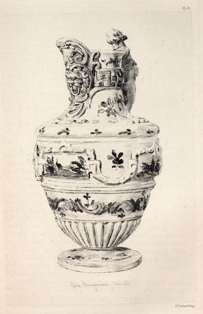 History of the Ceramic Art: A Descriptive and Philosophical Study of the Pottery of All Ages and All Nations: Spain: Talavera de la Reyna- Faience- Ewer (Plate X) by Jules Jacquemart