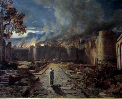 Sodom (Sodoma) The destruction of the city by fire (detail) by Jules Joseph Augustin Laurens
