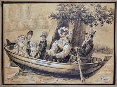 Family of Ségur (the Count, the Countess and their children) by boat - by J.H. Laure, August 1829 by Jules Laure