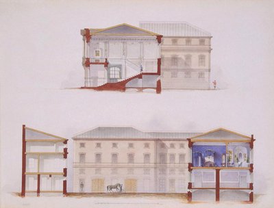 The Stroganov Palace in Saint Petersburg. Plan of the Facade and Section, 1865 by Jules Mayblum