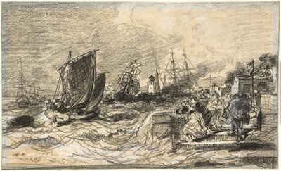Breton Port with an Approaching Storm by Jules Noël