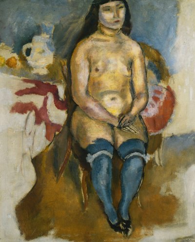 Asian in Blue Stockings, 1922 by Jules Pascin