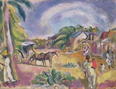 Landscape with Figures and Carriage by Jules Pascin