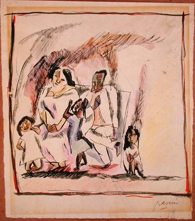 Mother, Father and Three Children by Jules Pascin