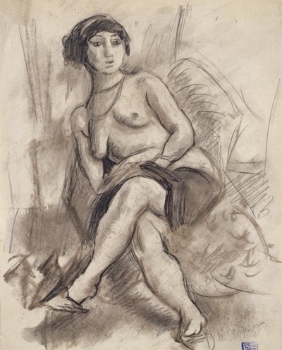 Seated Nude Model by Jules Pascin