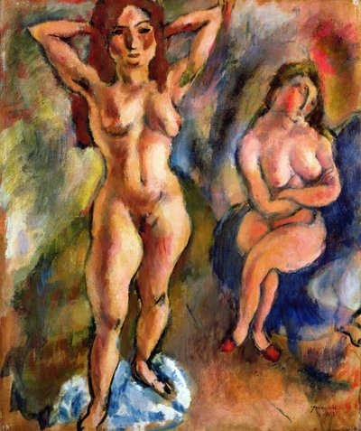 Two Nudes: One Standing, One Sitting by Jules Pascin