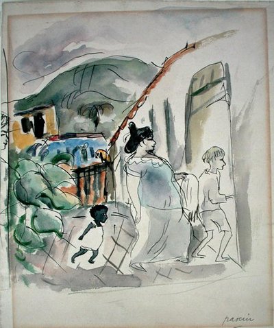 Woman and Two Children by Jules Pascin