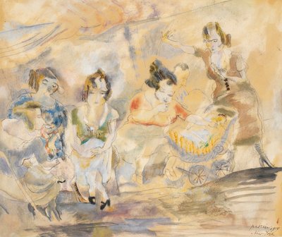 Woman with Baby Carriage, New York by Jules Pascin