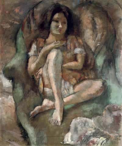 Young Girl in an Armchair by Jules Pascin