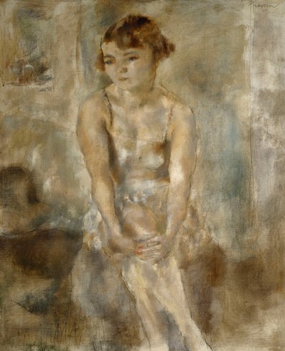 Young Woman Sitting in Chemise by Jules Pascin