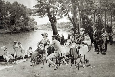 Scene on the Bank of the River Marne by Jules Scalbert