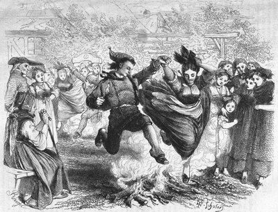 The fire of Saint John in Alsace in the middle of the 19th century. Engraving after the drawing of TH. Schuler by Jules Theophile (after) Schuler