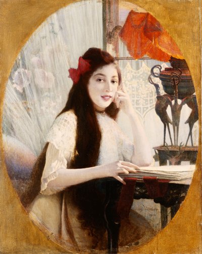 Portrait of a Young Girl at a Desk, 1904 by Jules Verdier