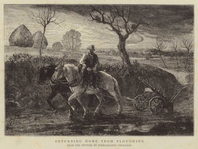 Returning Home from Ploughing by Jules Veyrassat
