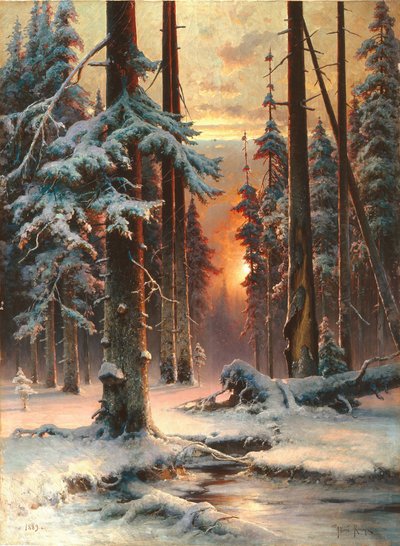 Winter Sunset in the Fir Forest by Juli Julievich Klever