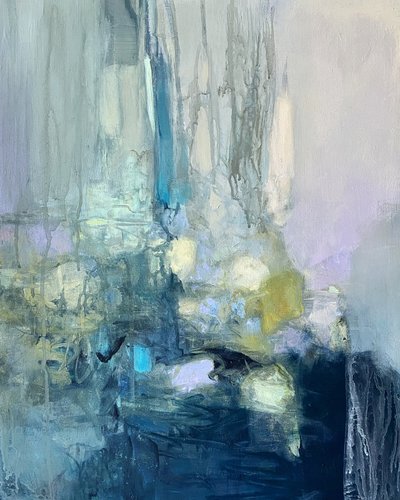 Blue Green Abstract Flow by Julia Purinton