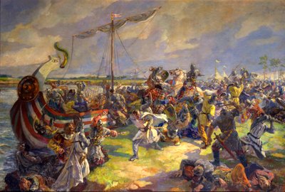 The Battle of the Neva on July 15, 1240, 1940 by Julia Truze Ternovskaya
