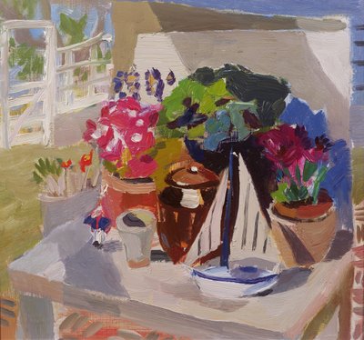 Flowers, Pots & Yachts in the Loggia by Julian Bailey