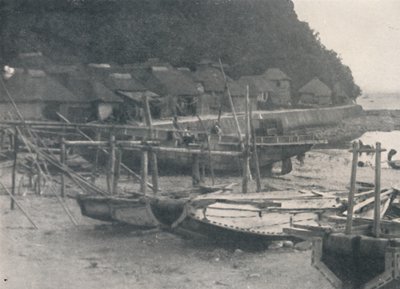 Tai-no-ura - Tiny houses on a margin of sand with fishing boats by Julian Leonard Street