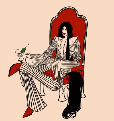 Confident Woman Red Chair by Juliana Kokolari