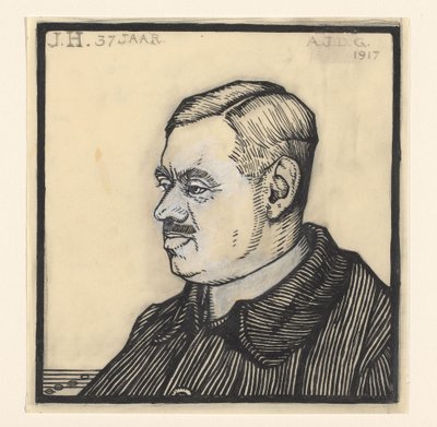 Portrait of a 37-year-old man with the initials J.H. by Julie de Graag (signed by artist)