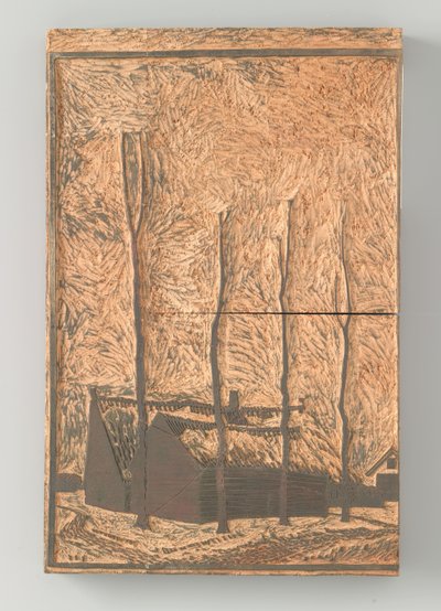 Four trees near houses by Julie de Graag (signed by artist)