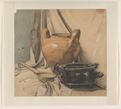 Still Life with Earthenware and a Wooden Spoon by Julie de Graag