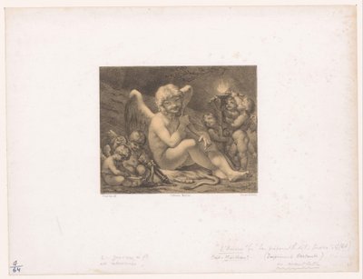 Cupid and putti sharpening their arrows by Julien Leopold Boilly