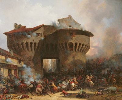 Combat at Porte Pannessac in 1562 by Julien Michel Gue