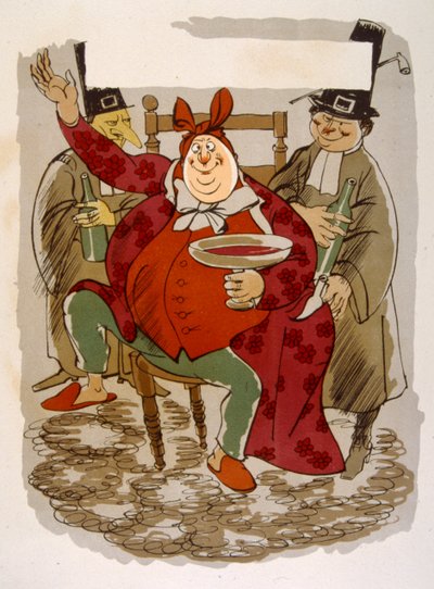 Humorous Wine Illustration 1946. Illustration by Julien Pavil by Julien Pavil