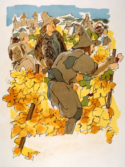 Humorous Wine Illustration 1946 by Julien Pavil