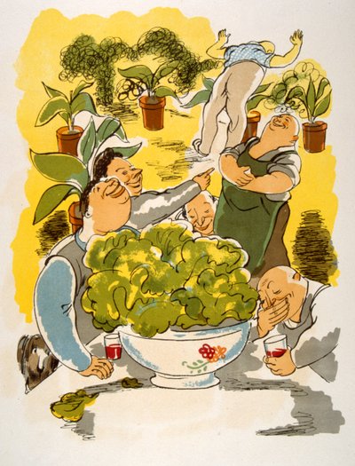 Humorous Wine Illustration 1946 by Julien Pavil