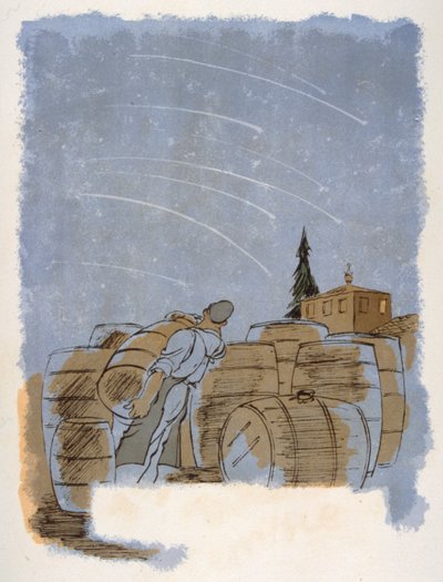 Humorous Wine Illustration 1946 by Julien Pavil