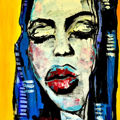 Red Lips Abstract by Julija Belickienė