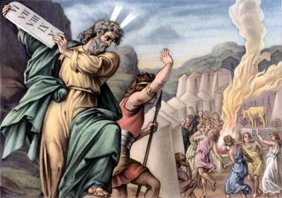 Moses breaking the tables of the Law by Julius (after) Schnorr von Carolsfeld