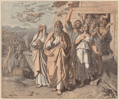 Noah and His Family Leaving the Ark, Genesis, VIII by Julius (after) Schnorr von Carolsfeld