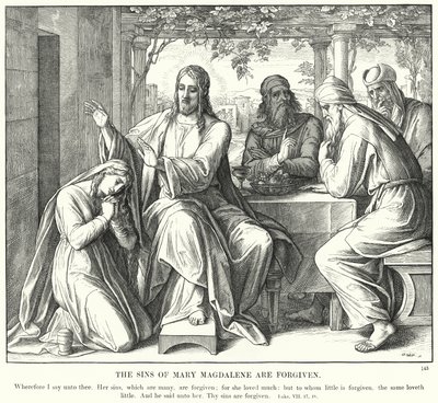 The Sins of Mary Magdalene are Forgiven (engraving) by Julius (after) Schnorr von Carolsfeld