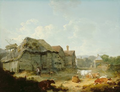 A Farmyard, Otford, Kent by Julius Caesar Ibbetson