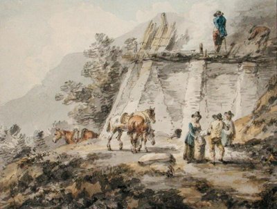 A Lime Kiln by Julius Caesar Ibbetson