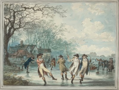 Ice Skaters on the Serpentine in Hyde Park by Julius Caesar Ibbetson