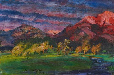Foothill Landscape at Sunset. 1903 (?) by Julius Exter