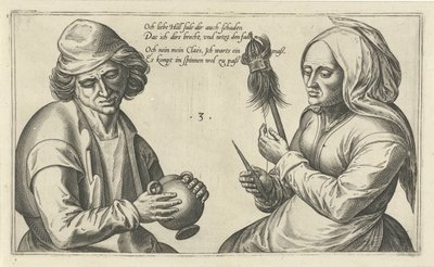 Spinning Woman with Her Husband by Julius Goltzius