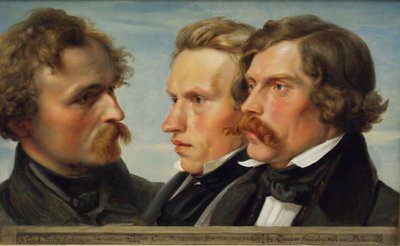 Young Düsseldorf. Group Portrait of the Painters Karl Friedrich Lessing, Carl Ferdinand Sohn and Theodor Hildebrandt by Julius Huebner