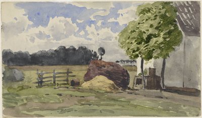 Pile of Wood for a Farm in the Meadow by Julius Jacobus van de Sande Bakhuyzen