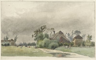 Canal Leading to a Farm by Julius Jacobus van de Sande Bakhuyzen
