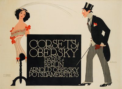 Corsets Obersky. Paris - Berlin. Arnold Obersky, Potsdamerstr. 75, 1912 by Julius Klinger