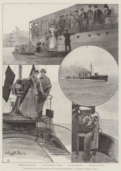 Trial Trip of the Hornet, the New Torpedo-Boat Destroyer, at Gravesend, Saturday, 9 June by Julius Mandes Price
