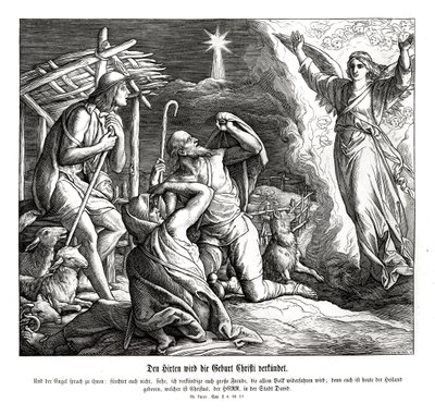 An Angel Appears to the Shepherds, Gospel of Luke by Julius Schnorr von Carolsfeld