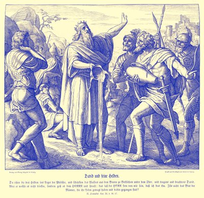 David and the three mighty men, 2 Samuel by Julius Schnorr von Carolsfeld